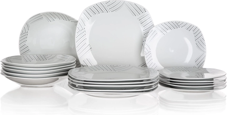 Porcelanowy zestaw obiadowy BANQUET Charme Square, 18 elementów