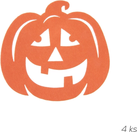 Zestaw 4 podkładek pod szklanki z halloweenowym motywem dyni