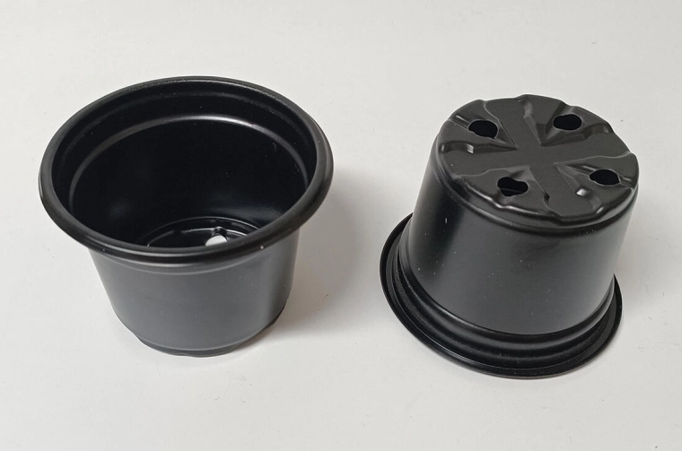 Lekkie okrągłe doniczki 9,5 cm – zestaw 10 szt., czarne