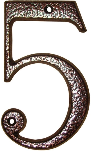 Numer domu 5 brązowy, cynk, 117 mm