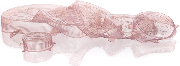 Elastyczne silikonowe pokrywki CULINARIA – zestaw 6 szt., łososiowe