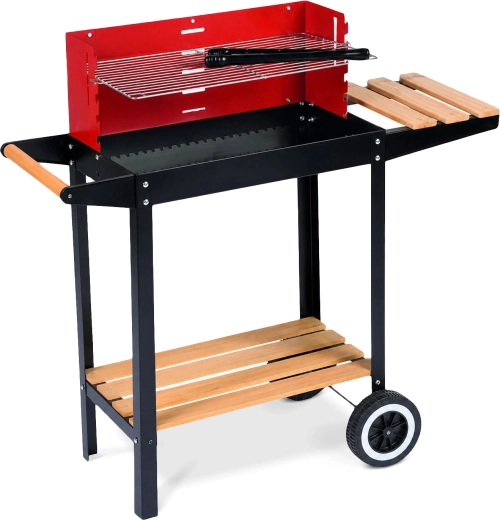 Kwadratowy grill ogrodowy na kółkach