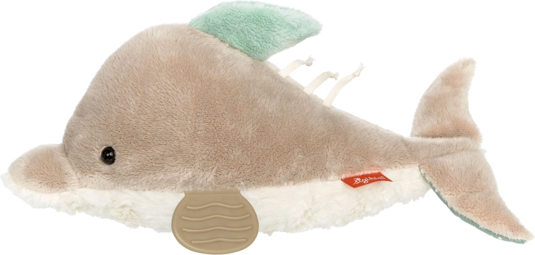 Sigikid zabawka rozwojowa delfin 35 cm z szeleszczącą metką, grzechotką i gryzakiem