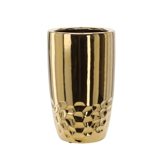 Ceramiczna donica w złotym kolorze 38 × 38 × 45 cm