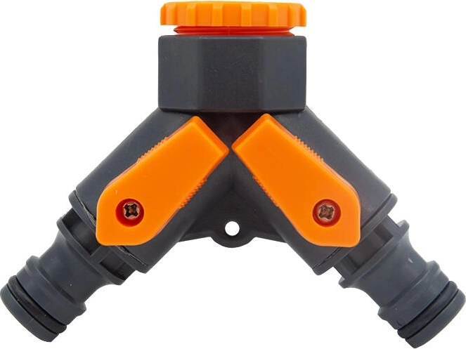 Ogrodowy rozdzielacz wody Y z zaworami, 2-drogowy 1/2" i 3/4"