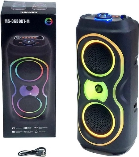 Przenośny głośnik Bluetooth z podświetleniem RGB, USB i radiem FM