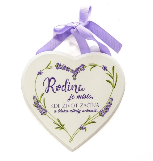 Drewniane białe serce „Rodzina to…”