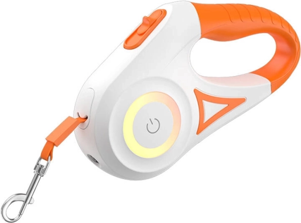 Automatyczna smycz LED dla psów ROJECO 5 m (pomarańczowa i biała)