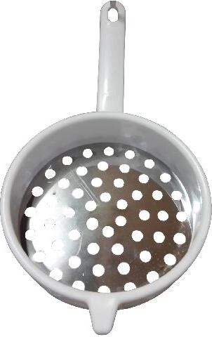 Cedzak do klusek ze stali nierdzewnej 18 cm z plastikową rączką