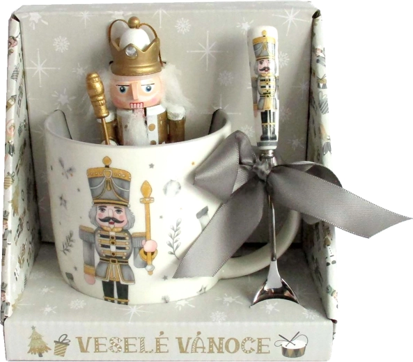 Świąteczny zestaw prezentowy kubek 350 ml z figurką i łyżeczką – motyw żołnierzyk