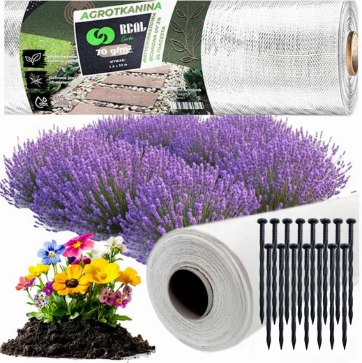 Biała agrotkanina 70 g/m² 1,6 × 100 m przeciw chwastom + kotwy UV