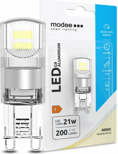 LED żarówka G9 aluminiowa 1,9 W neutralna biel MODEE