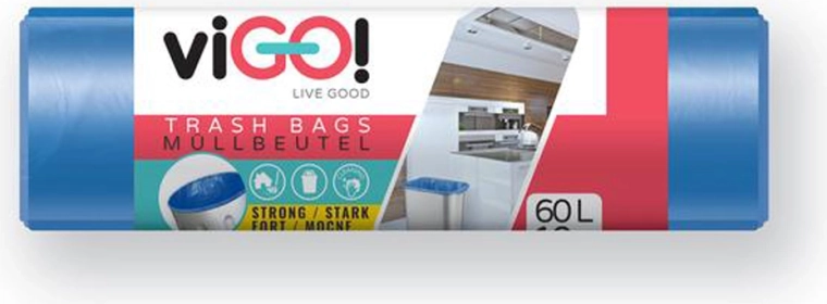 Worki na odpady LDPE 60 l niebieskie VIGO (10 szt., 60 × 80 cm)