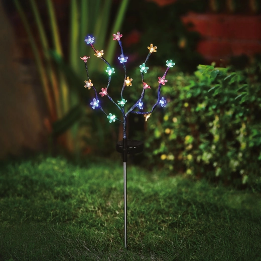 Solarne kwiatowe światło wbijane do ziemi z 20 kolorowymi diodami LED, 65 cm