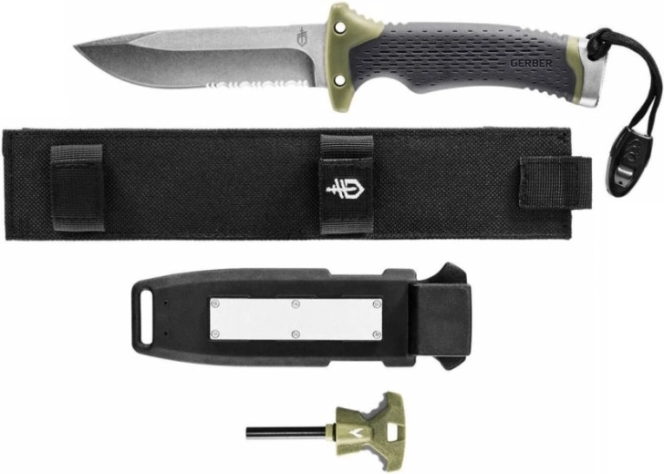 Gerber Ultimate Survival – nóż survivalowy 12 cm z wykończeniem Stonewash i pochwa