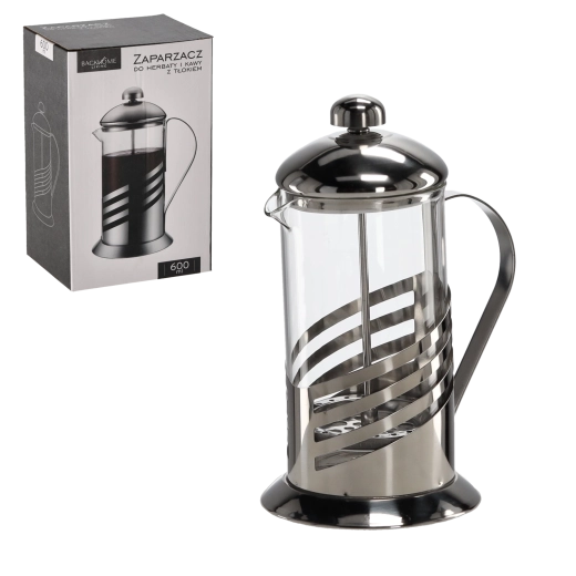 French press z tłokiem 600 ml z szkła borokrzemowego