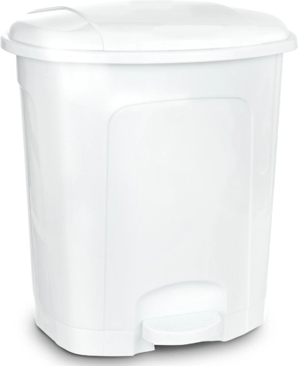 Plastikowy kosz na śmieci z pedałem 50 l, biały