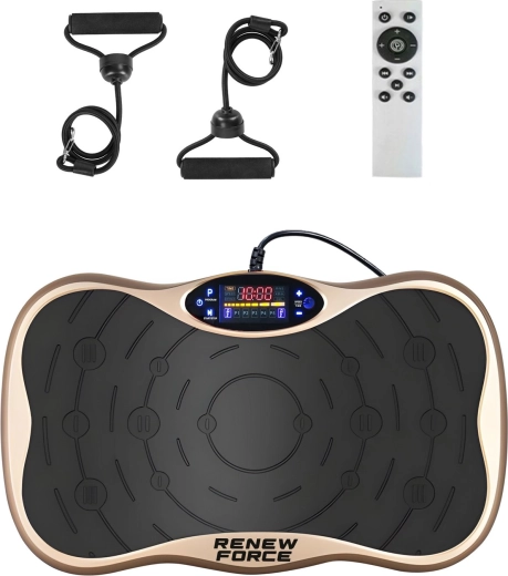 Wibrująca platforma treningowa Renew Force gold z Bluetooth i gumami oporowymi