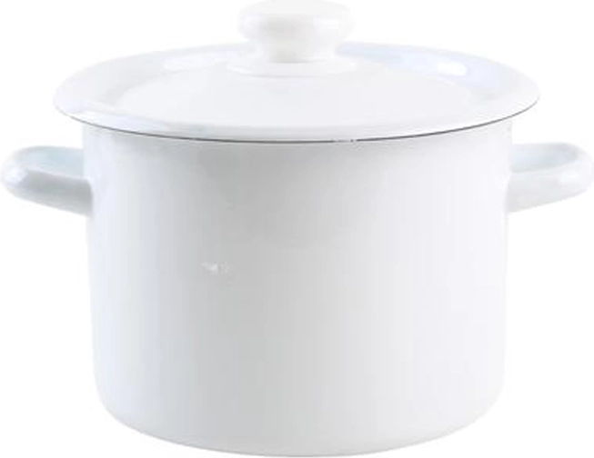 Emaliowany garnek z pokrywką 3 l, biały