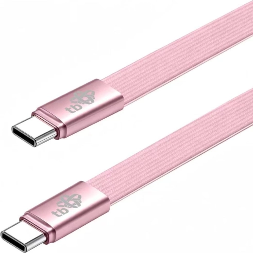 Płaski silikonowy kabel USB-C na USB-C 1 m pudroworóżowy