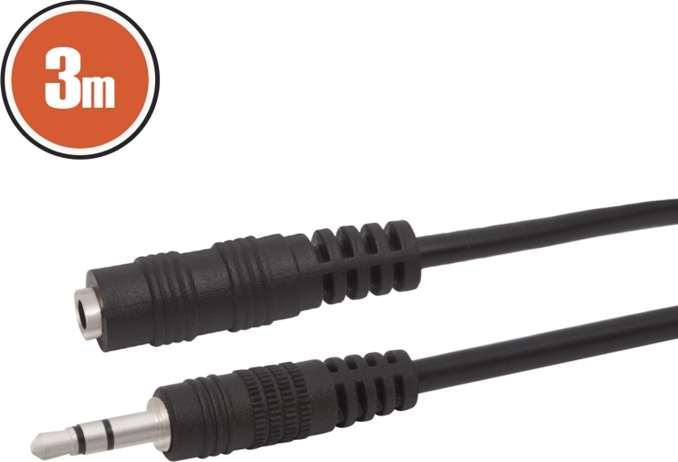 Audio kabel przedłużający Jack 3,5 mm, 3 m, czarny