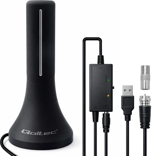 Wewnętrzna antena DVB-T/T2 z wzmacniaczem, 4K, wysoki zysk 32 dBi, kabel 4 m