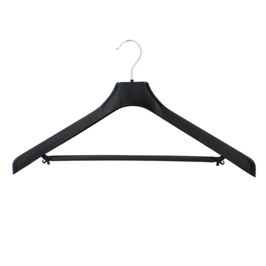 Szeroki męski wieszak na garnitur z poprzeczką 50 cm, czarny