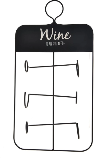 Metalowy stojak na wino na 3 butelki, czarny