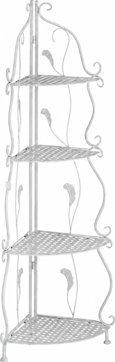 Biały składany metalowy narożny regał na kwiaty z 4 półkami