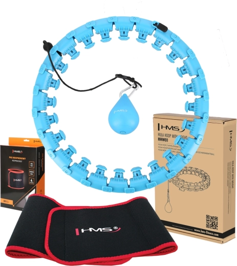 Zestaw masujący hula hoop z obciążnikiem i wyszczuplającym pasem HMS niebieski