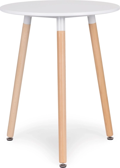 modernhome skandynawski okrągły stół 60 cm, biał y blat i bukowe nogi
