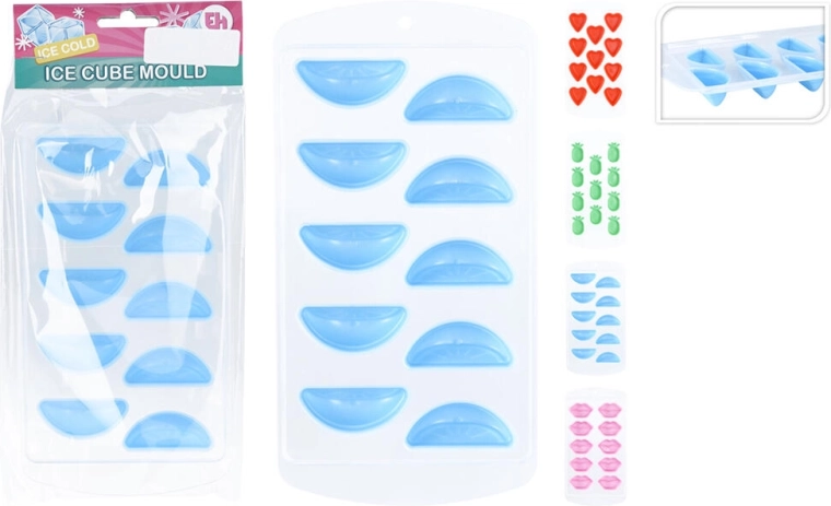 Silikonowa forma do lodu – mix kształtów serce, usta, ananas i półksiężyc 21,5 × 11 × 2 cm