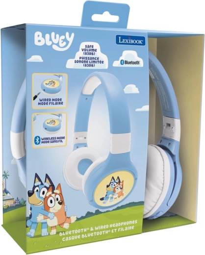 Dziecięce bezprzewodowe słuchawki BLUEY 2w1 ze składaną konstrukcją i ograniczeniem głośności