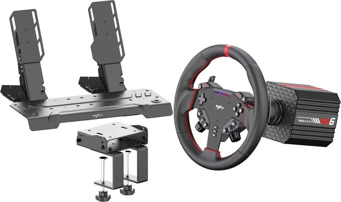 Zestaw symulatora wyścigowego PXN VD6 z bezpośrednim napędem (direct drive) i pedałami