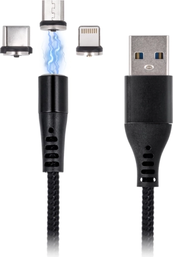 Maxlife magnetyczny kabel ładujący 3w1 1 m, 2 A, czarny