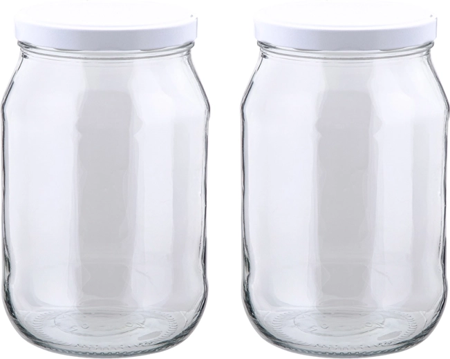 Zestaw 2 szklanych słoików do przetworów 1700 ml z pokrywką 100 mm