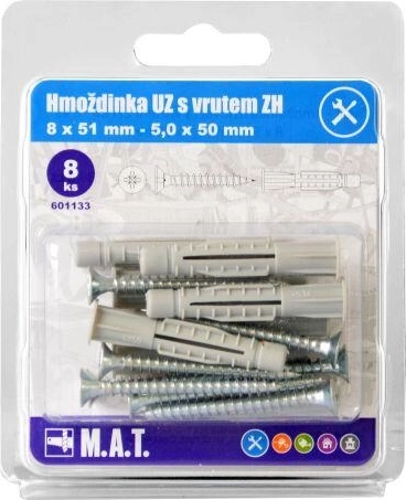 Kołek wiązałkowy z kołnierzem 8 mm z wkrętem 5x50 mm (8 szt.)