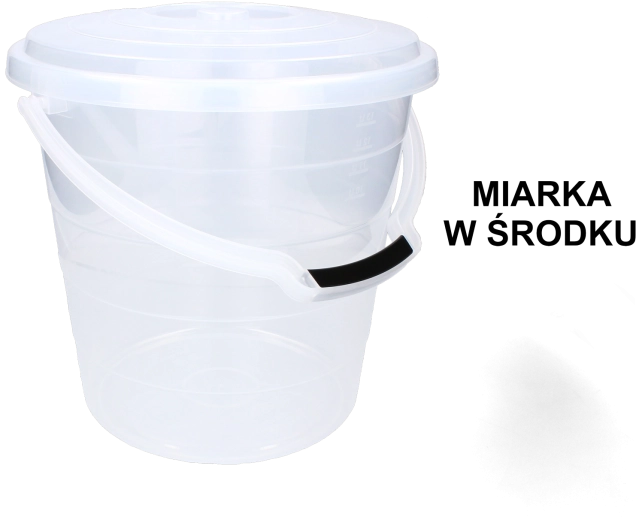 Przezroczyste plastikowe wiadro z pokrywą 15 l do kontaktu z żywnością