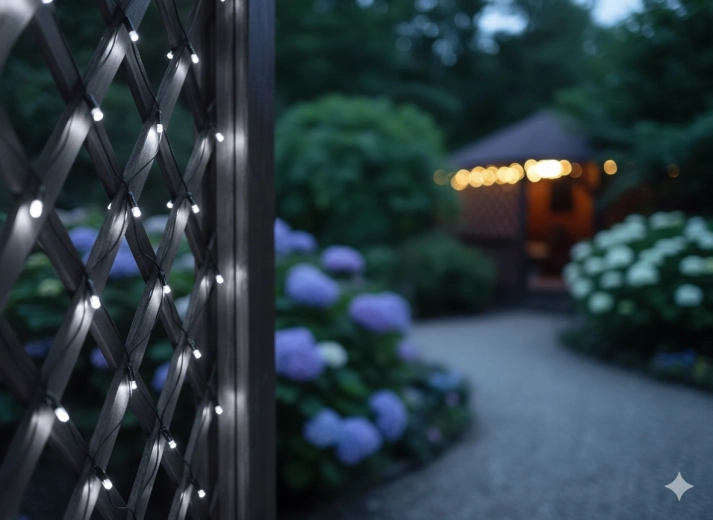 Świetlna siatka LED 2 × 2 m, zimna biel, 256 LED, do wnętrz i na zewnątrz