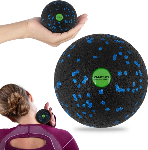 Piłka do masażu i fitness z EPP 8 cm czarno-niebieska NEO-SPORT