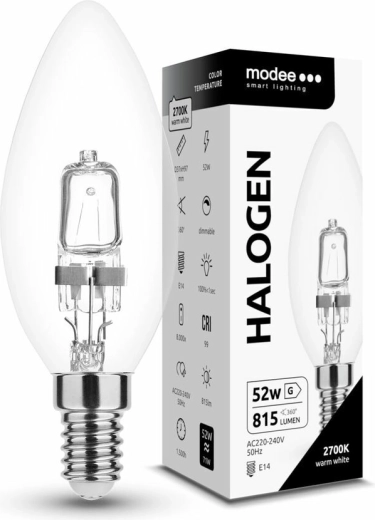 Modee ECO halogenowa żarówka świecowa C35 52 W E14 ciepła biel