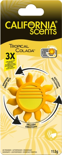 Odświeżacz samochodowy o zapachu Tropical Colada CALIFORNIA SCENTS Sun Spinner