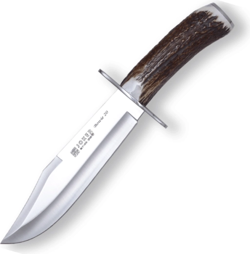 Nóż myśliwski Joker Bowie 20 cm z rękojeścią z poroża jelenia i skórzaną pochwą