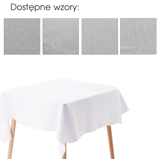 Biały poliestrowy obrus 140 × 220 cm