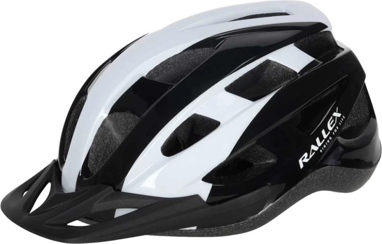 Kask rowerowy Rallex, damski i męski, regulowany, czarno‑biały, rozmiar M (54–58 cm)