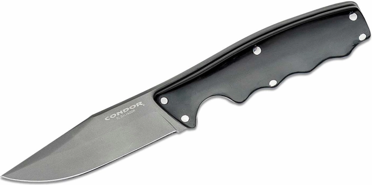Nóż outdoorowy Condor Credo 10 cm, czarny, G10, skórzane etui