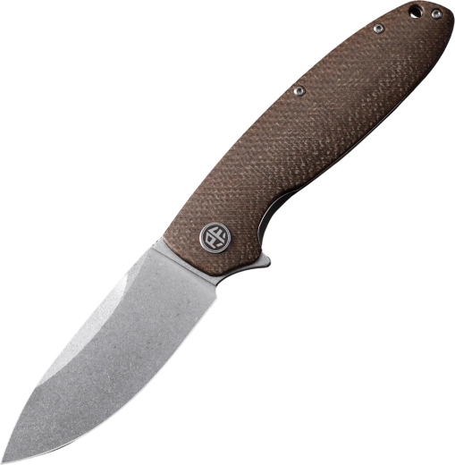 Petrified Fish Terra nóż składany 8 cm, stonewash, brązowa Micarta