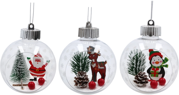 Przezroczysta świąteczna bombka z zimową sceną 8 cm