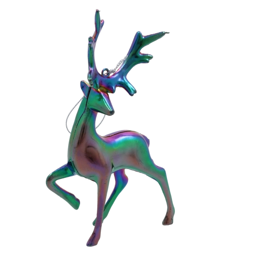 Świąteczna ozdoba renifer z tęczowym perłowym efektem 10 × 15 cm