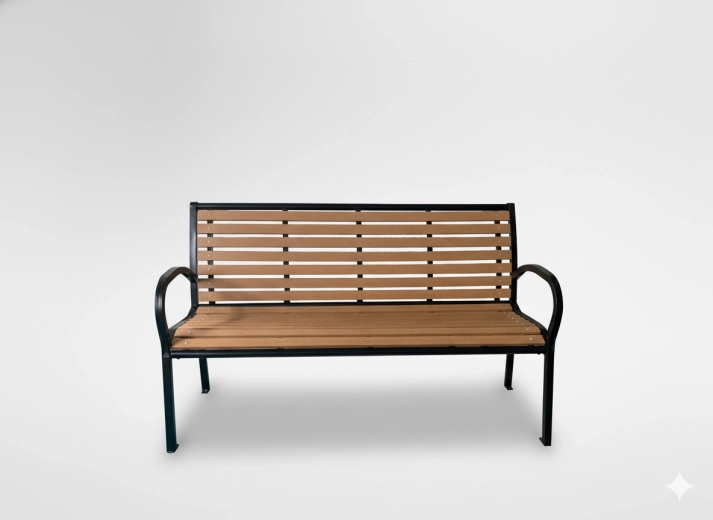 Ławka ogrodowa z imitacją drewna, brązowa 125 × 60 × 80 cm